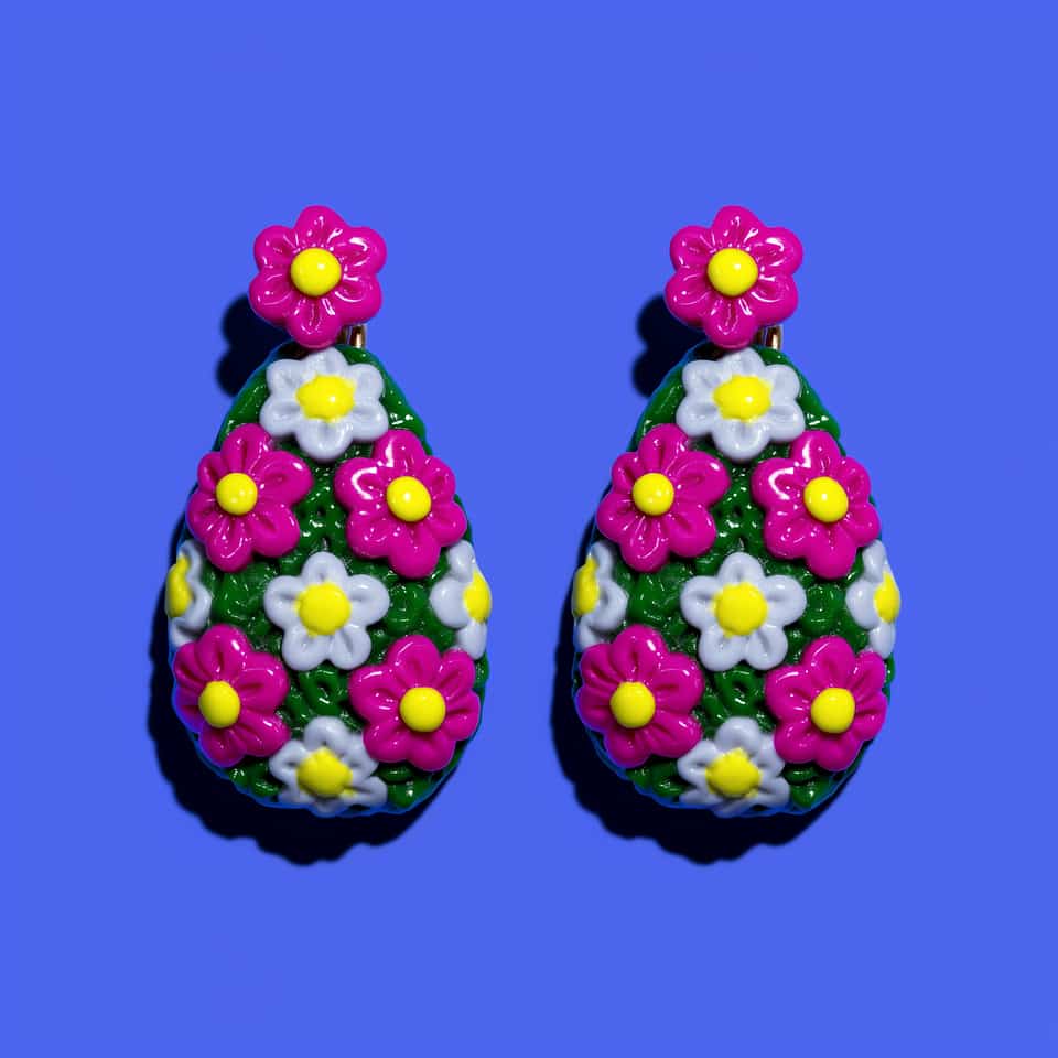 Magenta Polymer Clay Millefiori Statement Dangle Earrings. Handmade earrings using surface effects, finished with gloss sealant finish. Build these as long teardrop drop earrings…