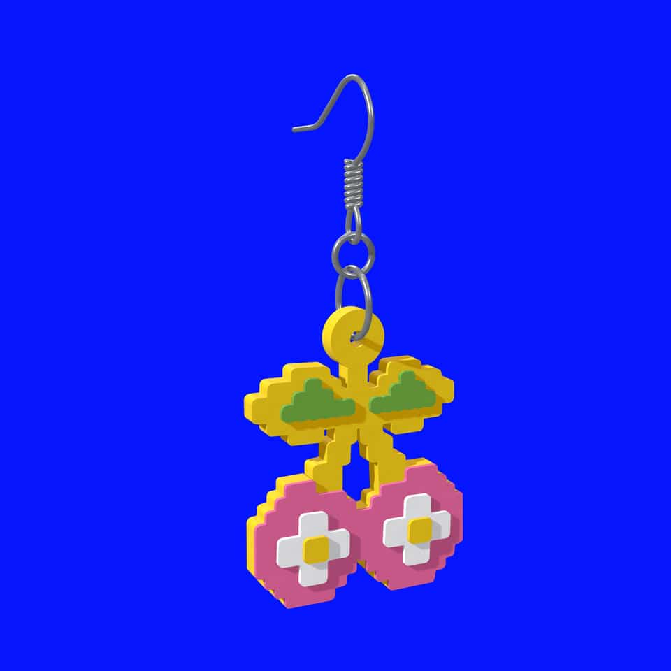 Make a double cherry with leaves, flowers and square centres using layered colour cutters or a one-slab relief cutter.