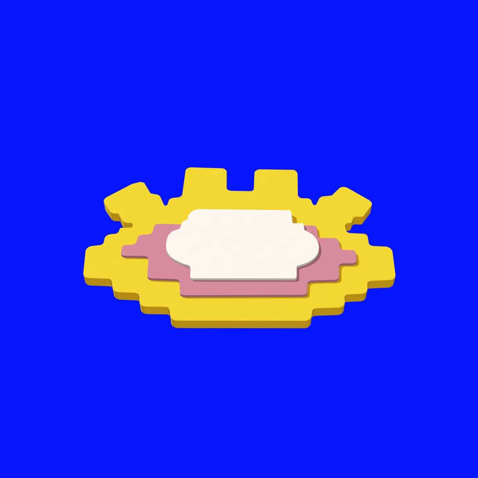 The base, backing and white eye stacked in order.