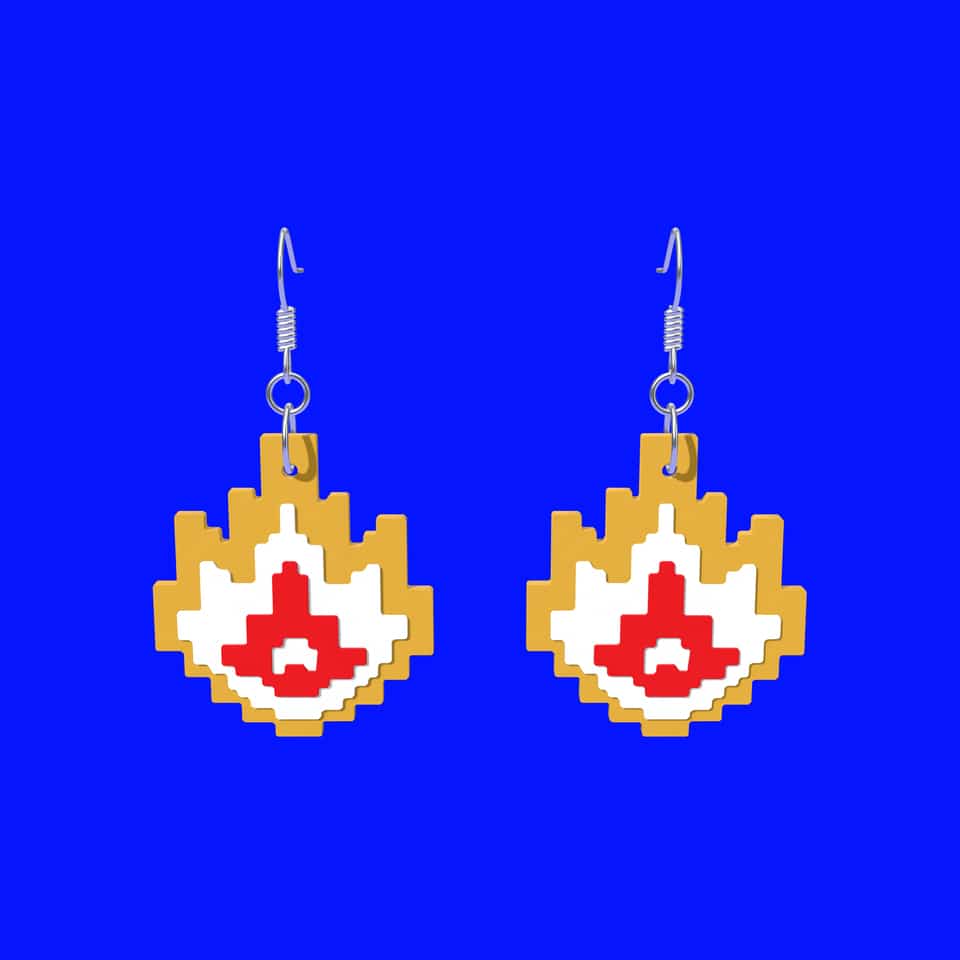 A Pixel Flame in Candlelight colours: a gold base, a white field and a red core.