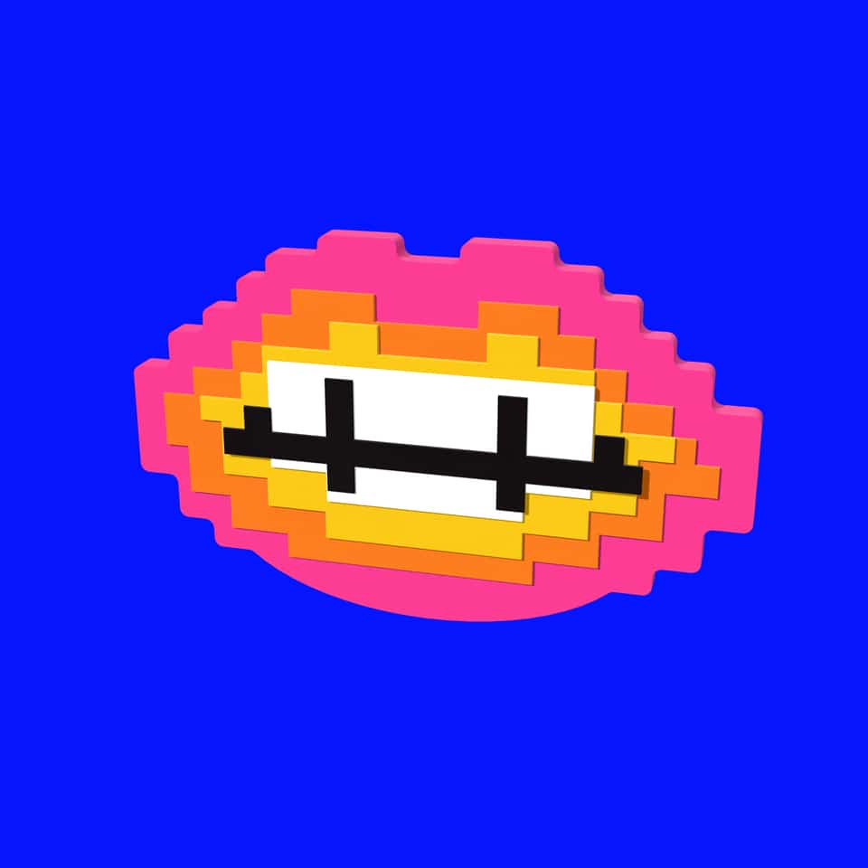 Pixel Lips with a magnet glued to the flat back.