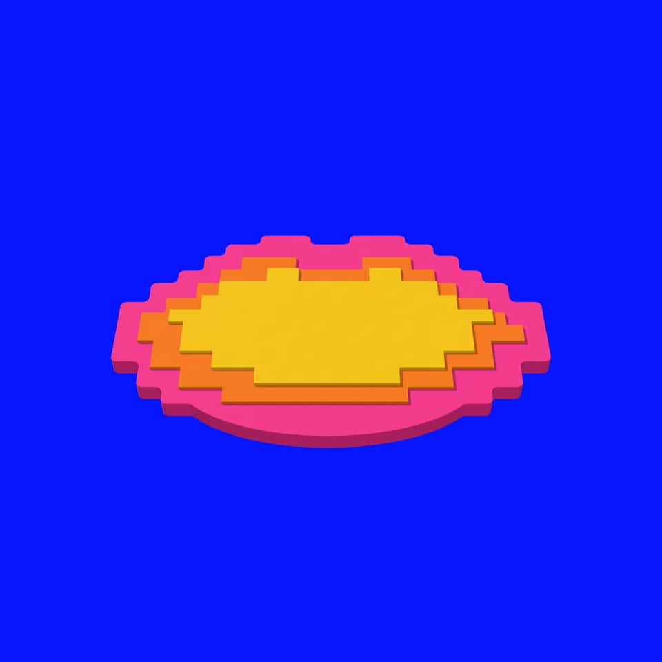 Pink base, orange lip and yellow inner layer stacked in order.