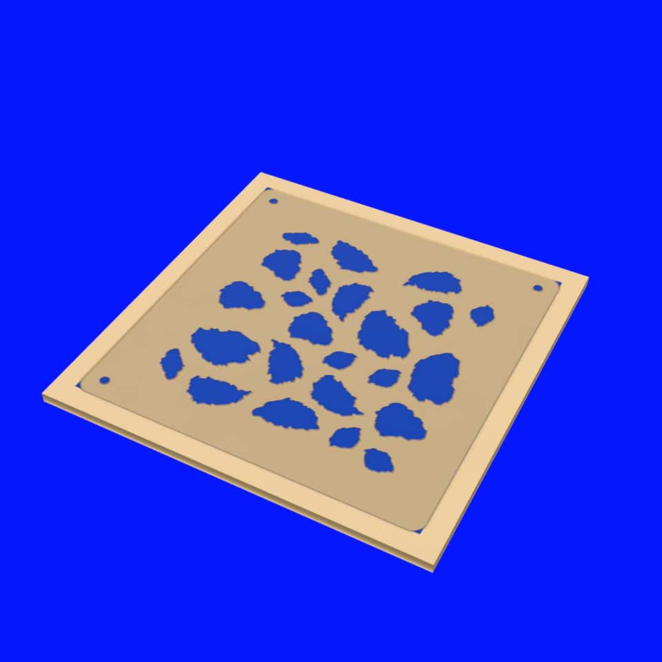 STL viewer card for the 3D-printed spot mask. The paid guide teaches the full post-bake paint order.