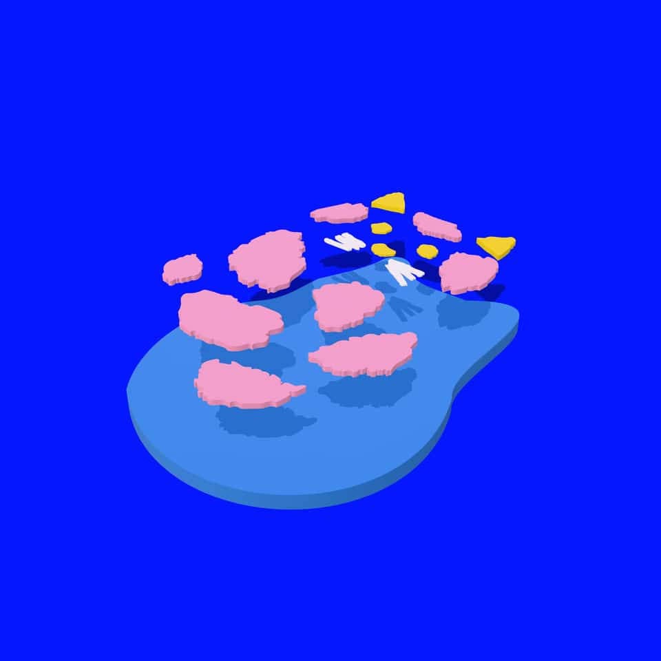 Viewer preview of the ears and spot appliques exploded over the blue body.