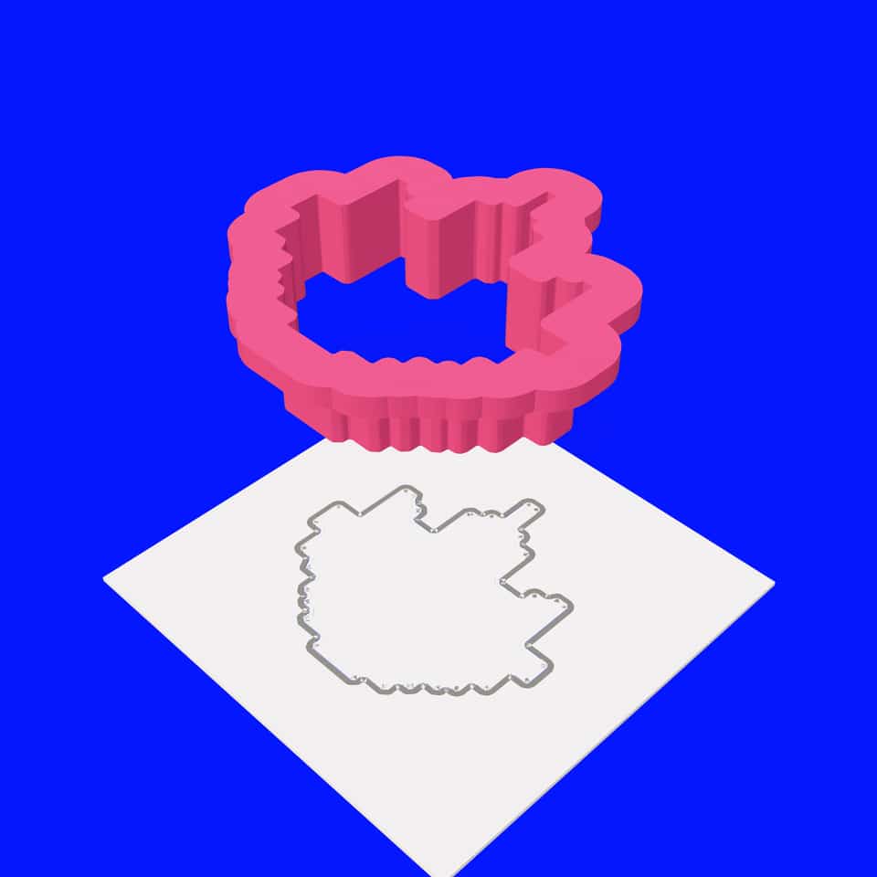 Viewer preview of the white field cut; the magenta core is the next cut in the guide.