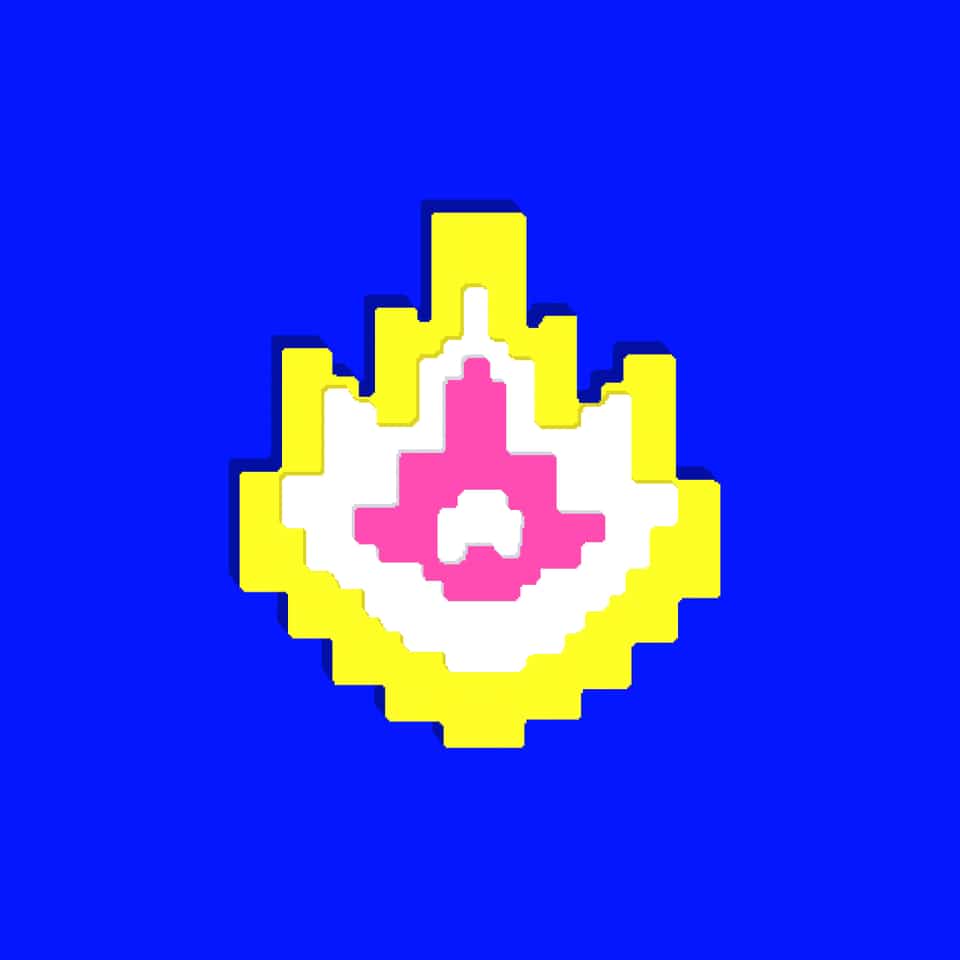 Viewer preview of the flat assembled flame, shown with no hole or findings; those are added to your real pair after baking.