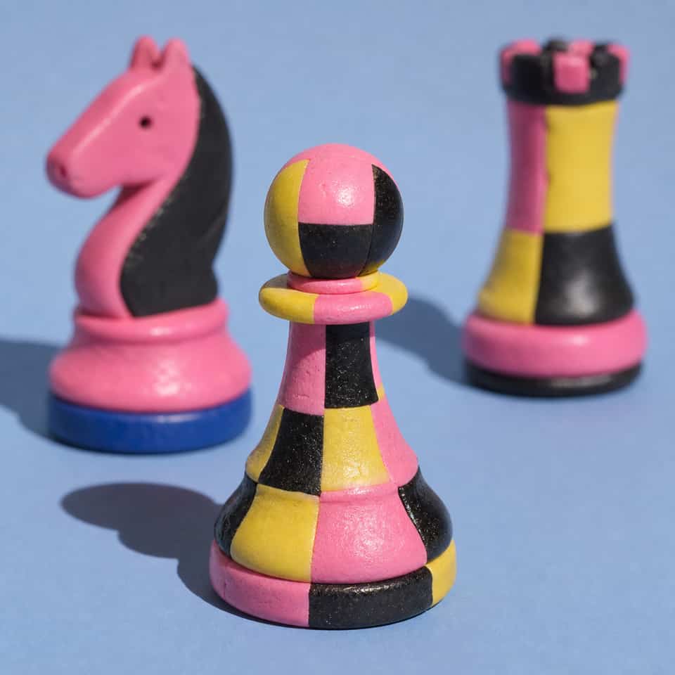 Polymer Clay Staunton Pawn Desktop Figurine shown in styled display context with object size and surface texture visible. Handmade figurine using rail guided pawn profile rolling,…