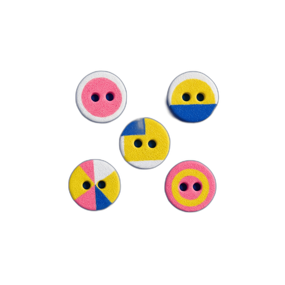 Bauhaus Color-Block Button Set, isolated cut-out