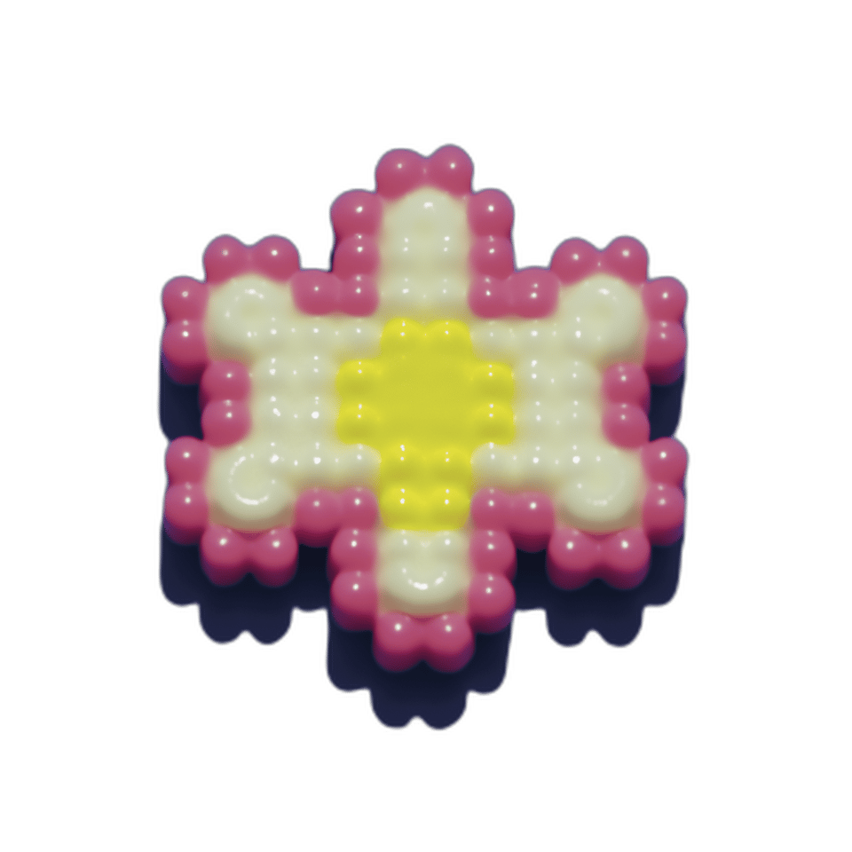 Bobble Pixel Flower Pin, isolated cut-out