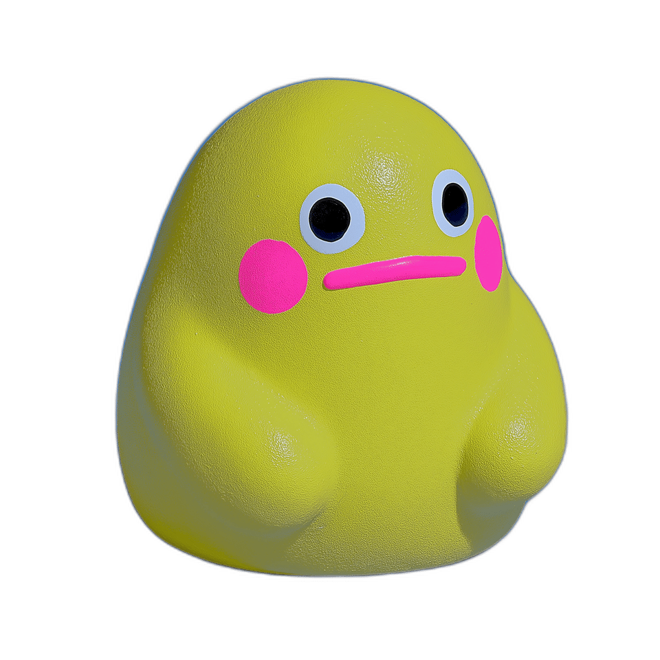 Chartreuse Blob Desk Pet Figurine, isolated cut-out