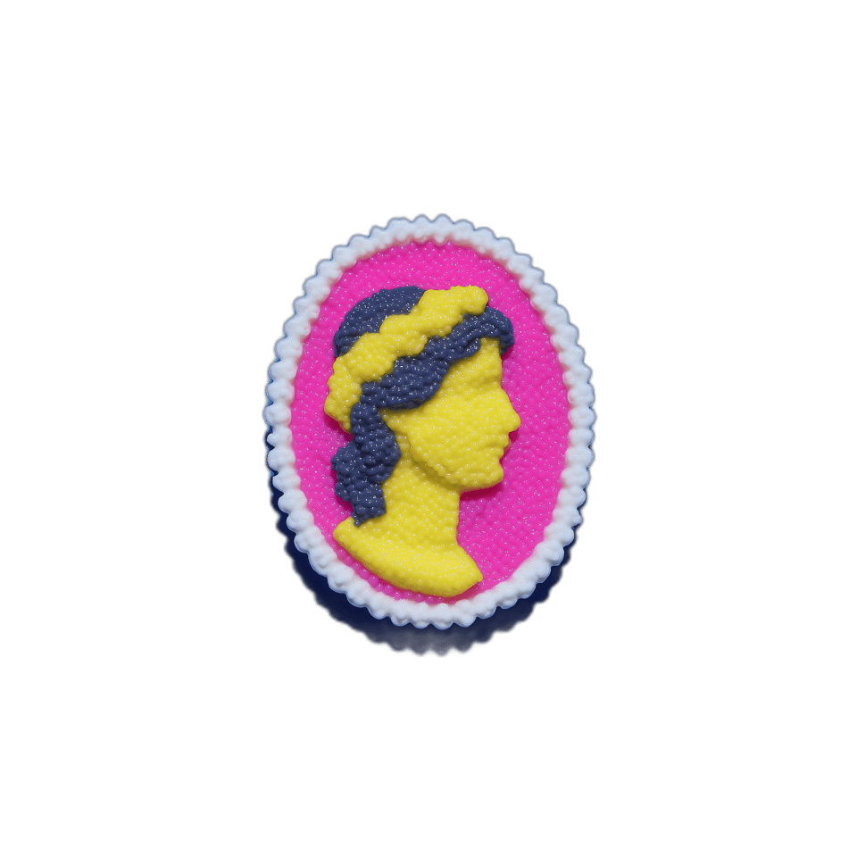 Textured Pink & Yellow Cameo Pin, isolated cut-out