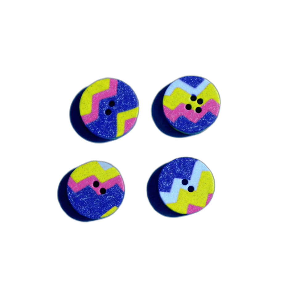 Cobalt & Pink Chevron Button Set, isolated cut-out