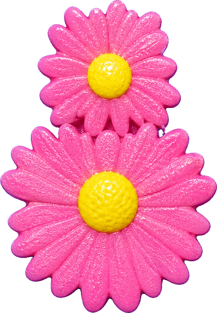 Stacked Daisy Dangle Earrings, isolated cut-out