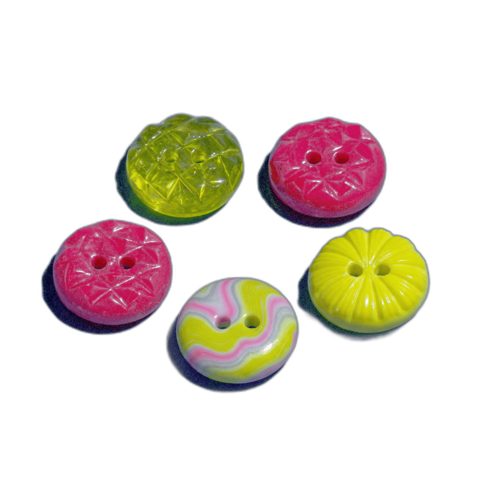 Chartreuse & Pink Glossy Button Set, isolated cut-out