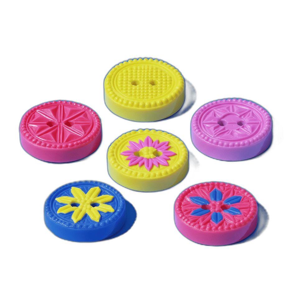 Neon Relief Medallion Button Set, isolated cut-out