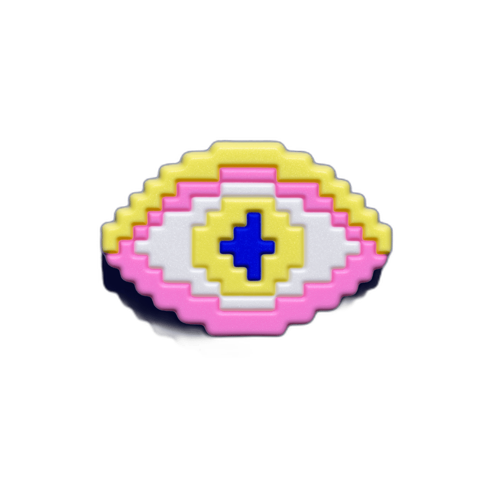 Flat Pixel Eyeball Pin, isolated cut-out