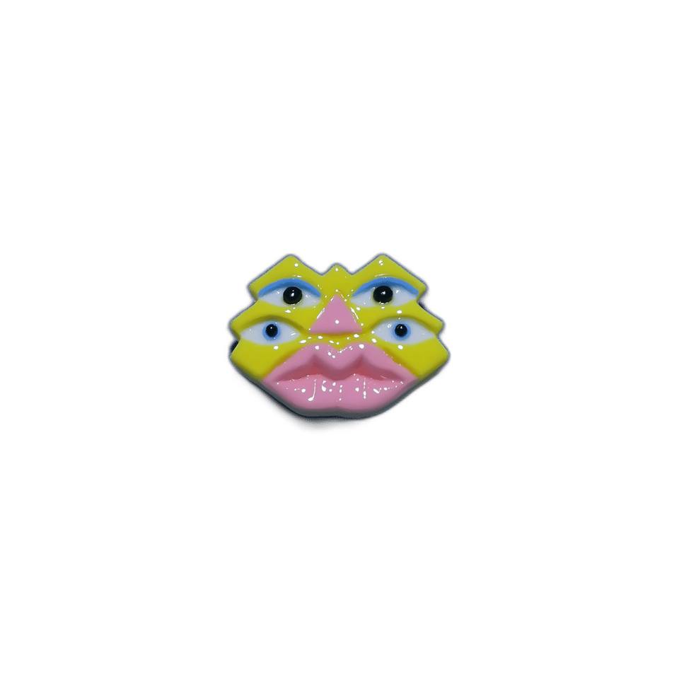 Four-Eyed Pixel Face Pin, isolated cut-out