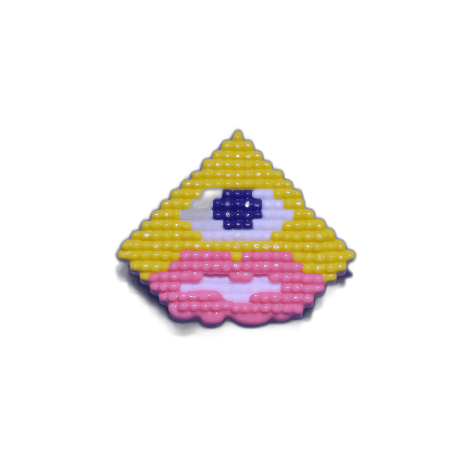 Beaded Triangle Face Pin, isolated cut-out