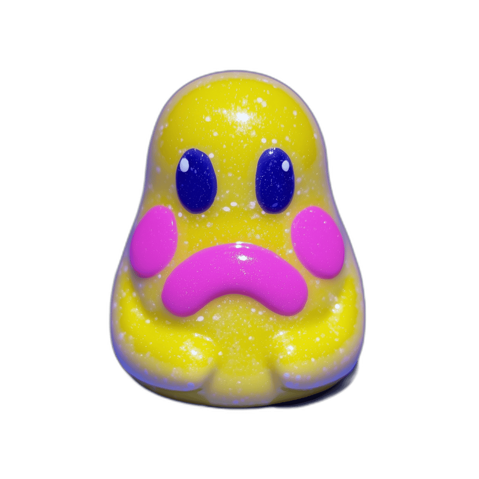 Glittery Sad Ghost Desk Pet Figurine, isolated cut-out