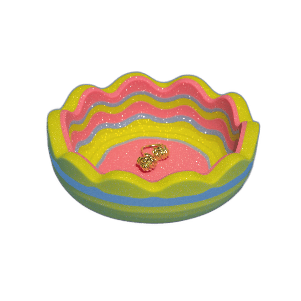 Glittery Wavy Nested Ring Dish, isolated cut-out
