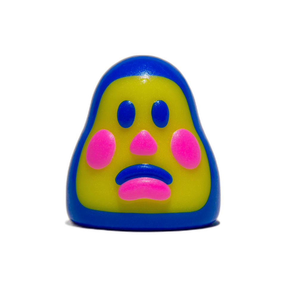 Blue Hooded Blob Desk Pet Figurine, isolated cut-out