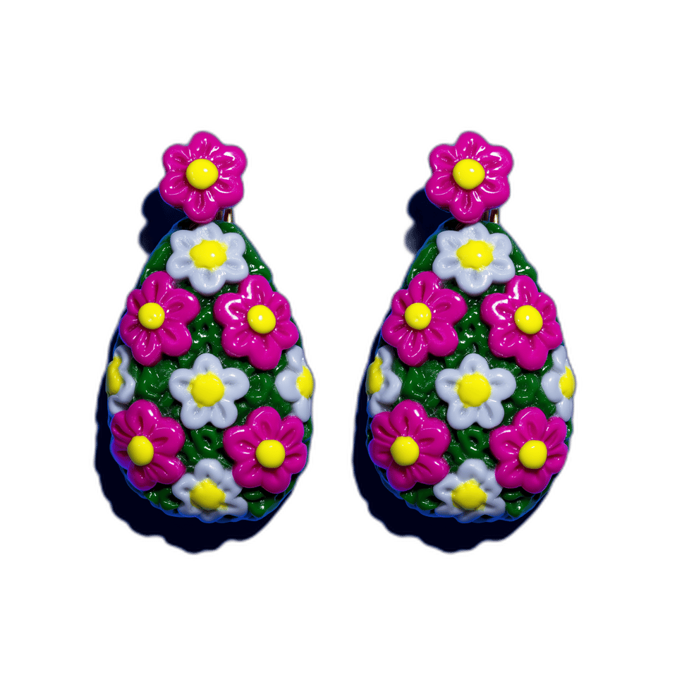 Magenta Millefiori Statement Dangle Earrings, isolated cut-out