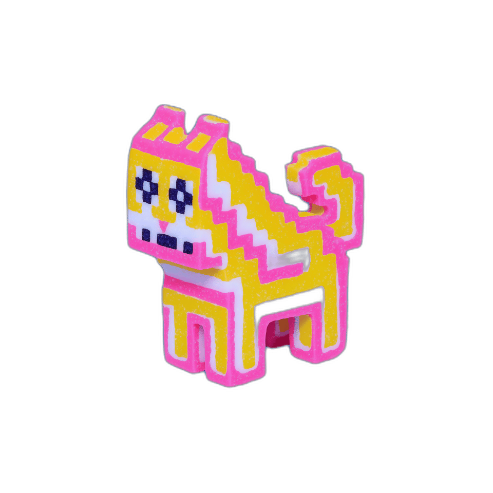 Zigzag Pixel Cat Desk Buddy Figurine, isolated cut-out