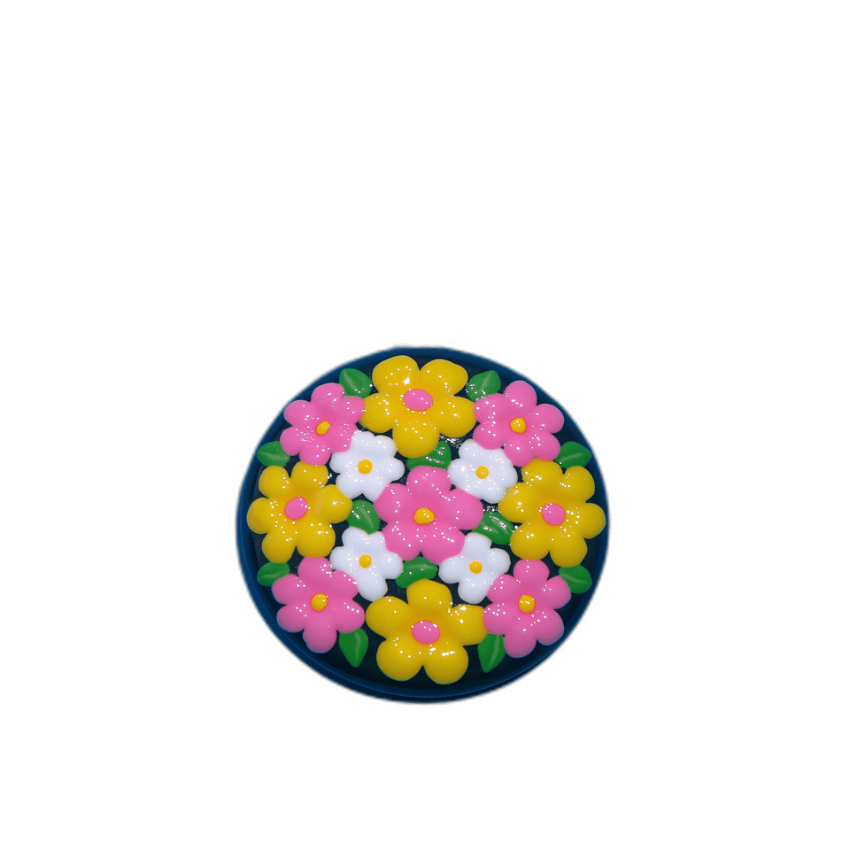 Glossy Pietra Dura Floral Applique Necklace, isolated cut-out