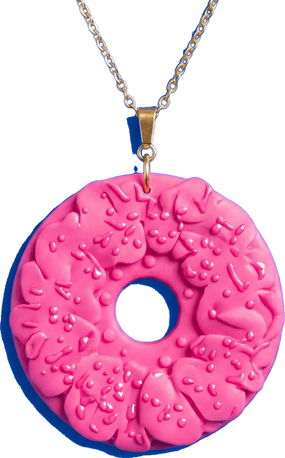 Hot Pink Floral Medallion Necklace, isolated cut-out