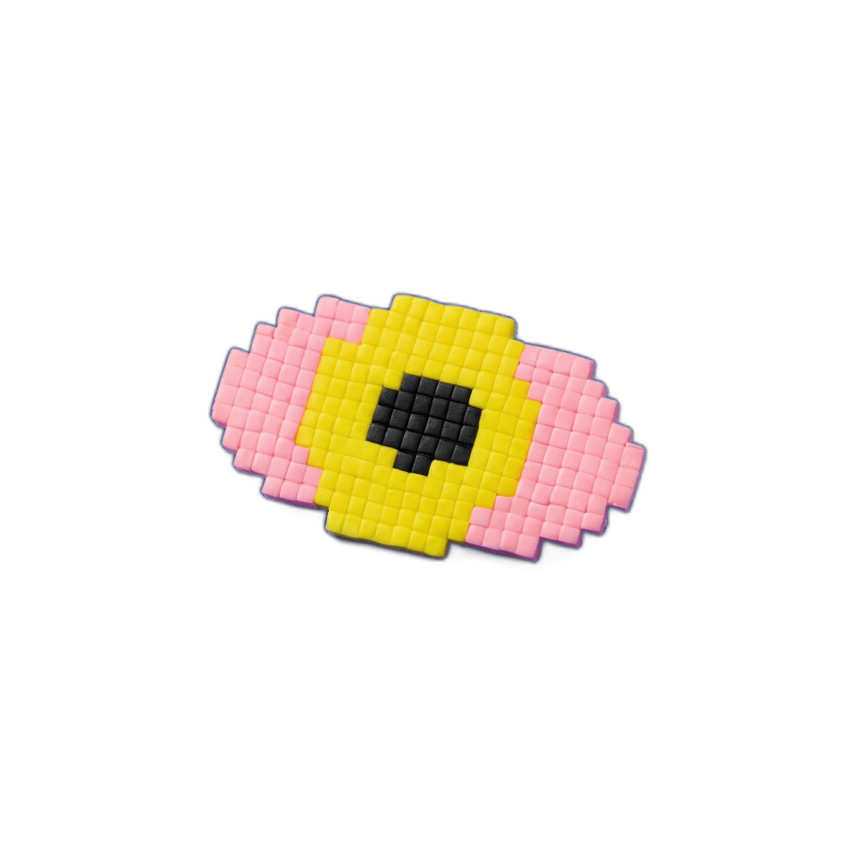 Pink Pixel Eye Tile Pin, isolated cut-out