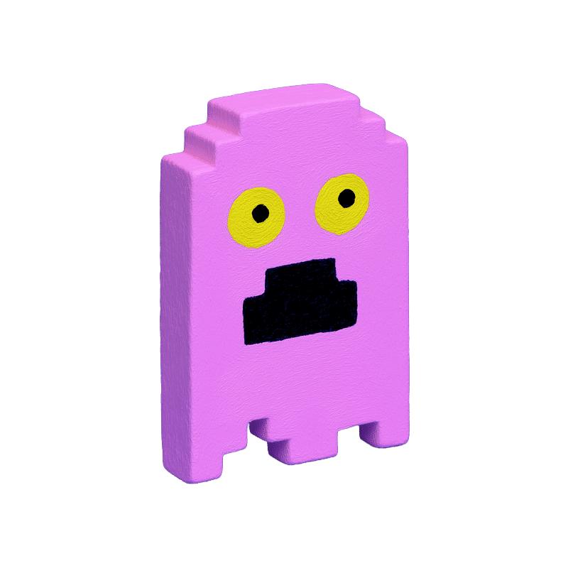 Pink Pixel Ghost Pin, isolated cut-out
