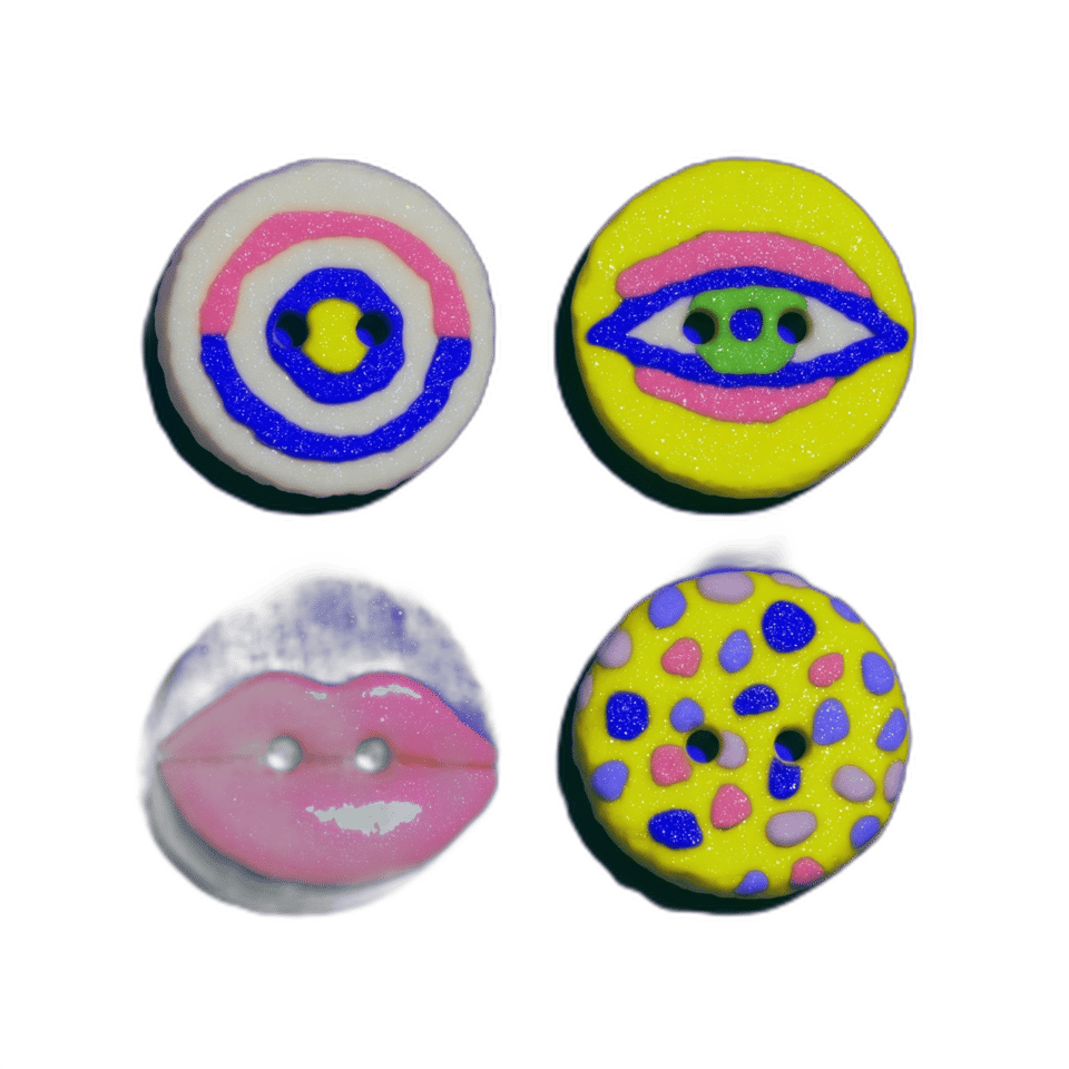 Pop Art Graphic Button Set, isolated cut-out