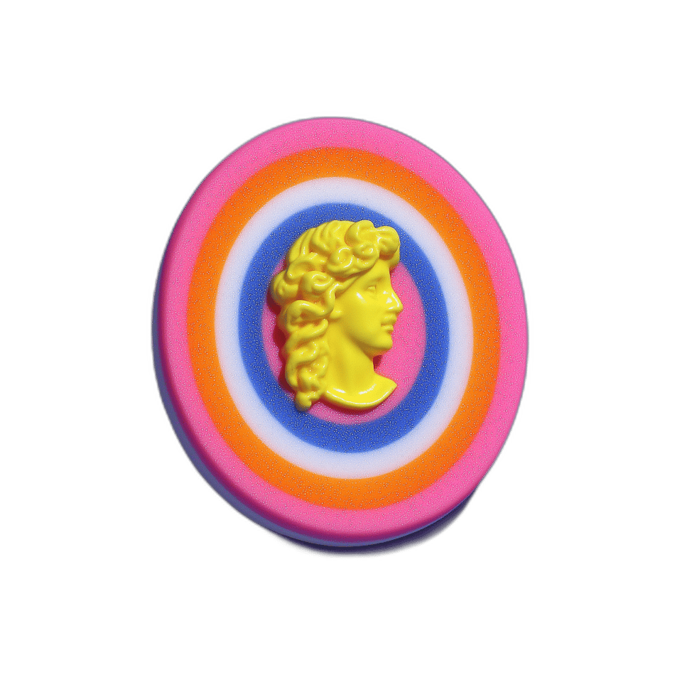Neon Pop Art Cameo Pin, isolated cut-out