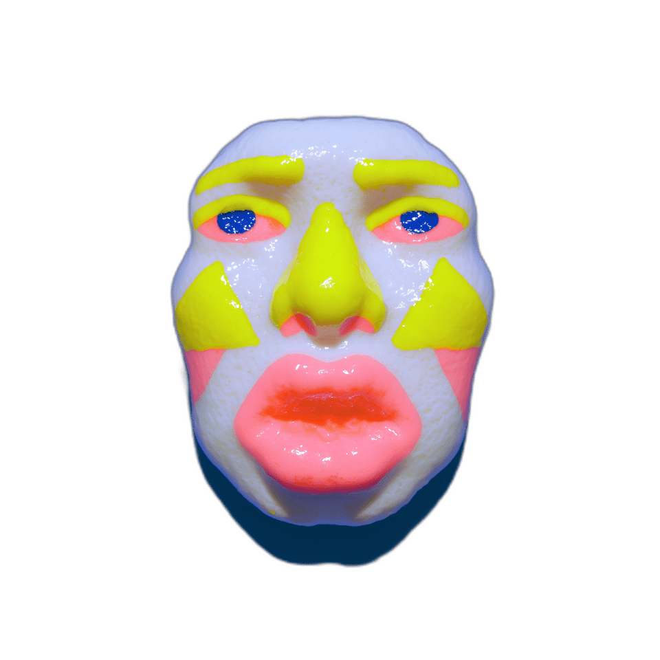 Sculpted Theatre Face Pin, isolated cut-out