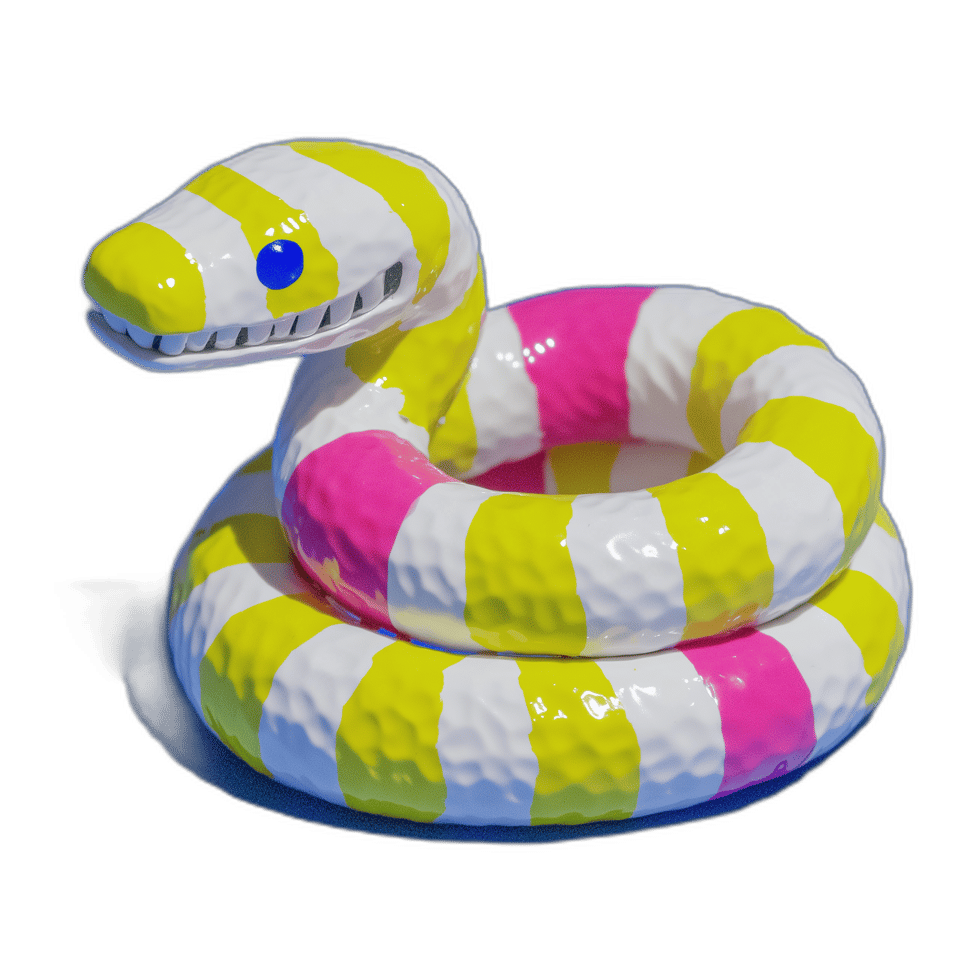 Pink & Yellow Serpent Coil Bangle, isolated cut-out