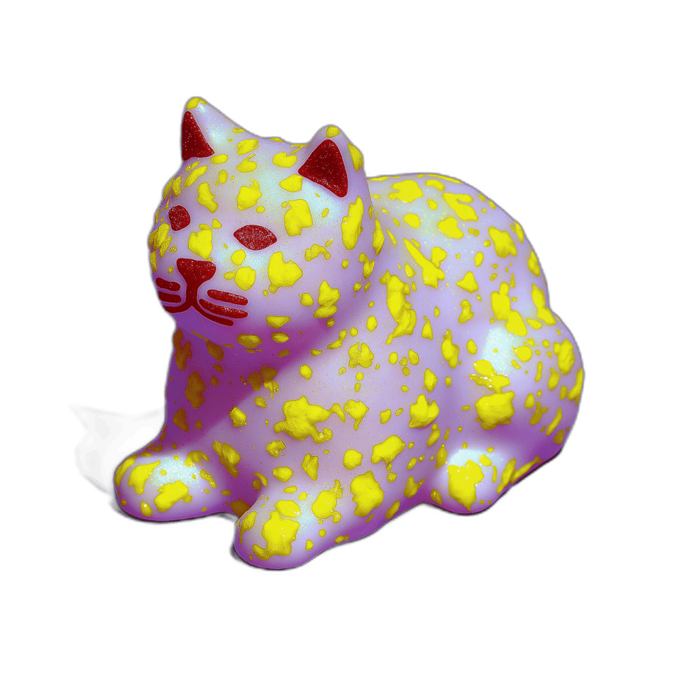 Pink Terrazzo Cat Loaf Desk Buddy Figurine, isolated cut-out