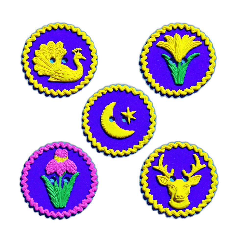 Purple Nature Relief Button Set, isolated cut-out