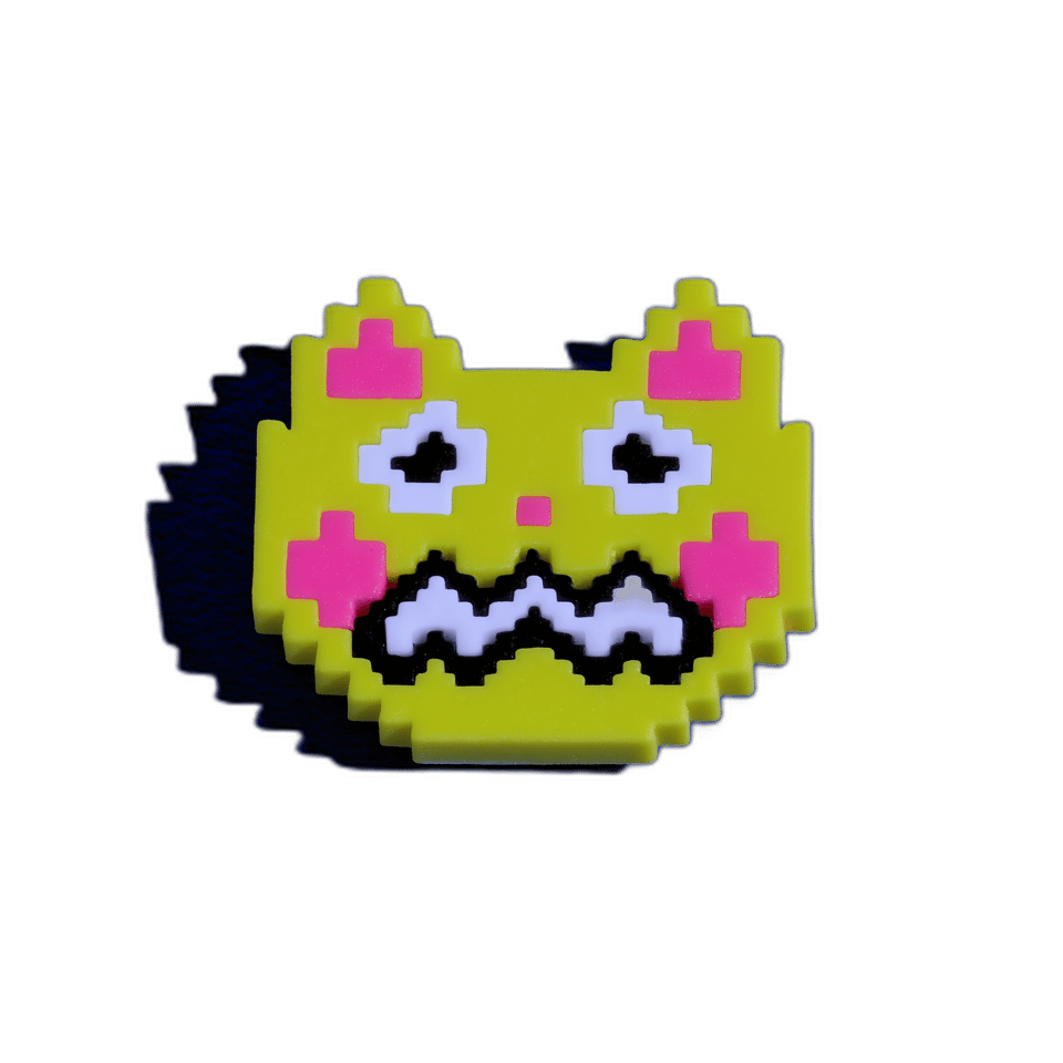 Worried Pixel Cat Pin, isolated cut-out