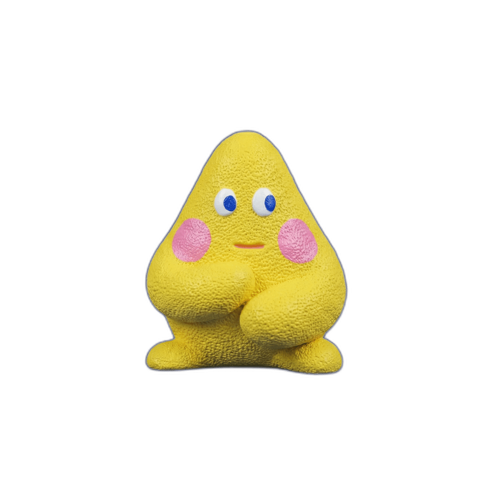 Yellow Textured Blob Desk Buddy Figurine, isolated cut-out