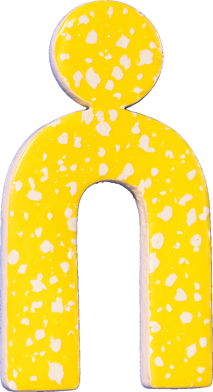 Yellow Speckled Arch Stud Earrings, isolated cut-out